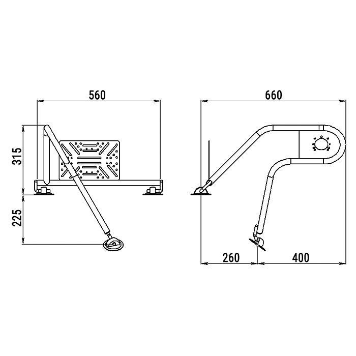 Стойка рулевая с креплением на баллон надувной лодки 25мм в Курске